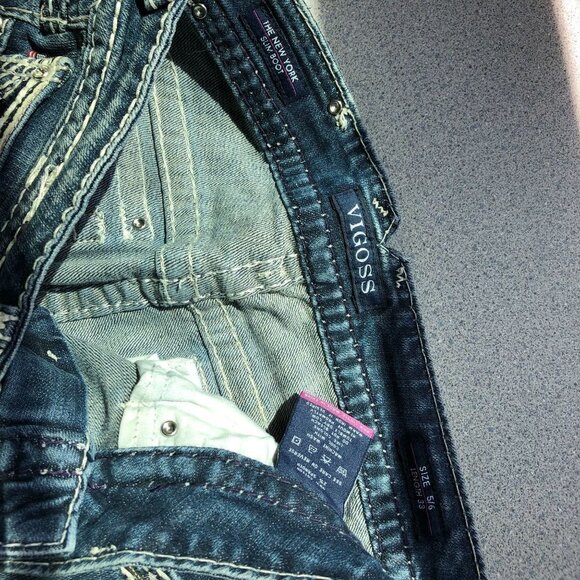 Vigoss Women The New York Slim Boot Jeans Size 5/6 Rhinestone Thick Stitch - Picture 5 of 9